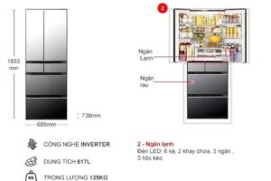 kich thuoc tu lanh 6 canh multi door inverter 617 lit hitachi r hw620rv x