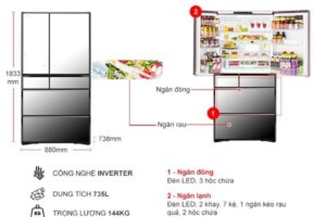 kich thuoc tu lanh 6 canh multi door inverter 735 lit hitachi r zx740kvx x