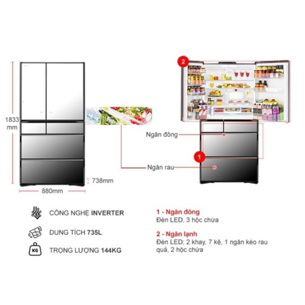 kich thuoc tu lanh 6 canh multi door inverter 735 lit hitachi r zx740kvx