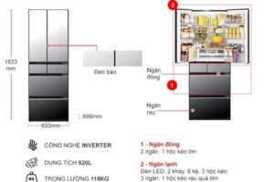 kich thuoc tu lanh hitachi inverter 520 lit r hw540rv x