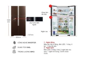 kich thuoc tu lanh hitachi inverter 540 lit r fw690pgv7x gbw