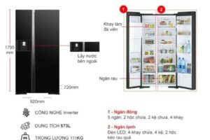 kich thuoc tu lanh hitachi inverter 573 lit r sx800gpgv0 gbk