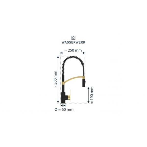 kich thuoc voi rua bat wasserwerk wk 3 black matt gold with spiral spring 700558