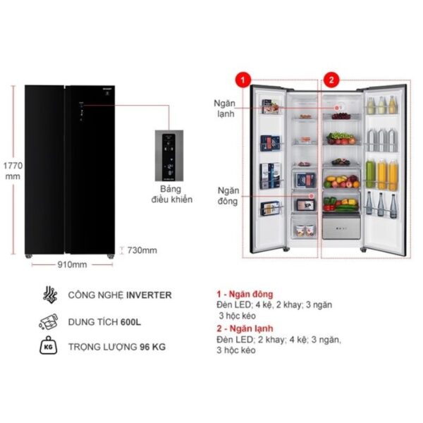 thong so tu lanh 2 canh side by side 600 lit sharp sj sbxp600vg bk