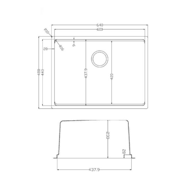 Kích thước chậu rửa bát Konox TARI 6448SM