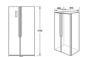 Kích thước tủ lạnh side by side Hafele HF-SB5321FB 534.14.021