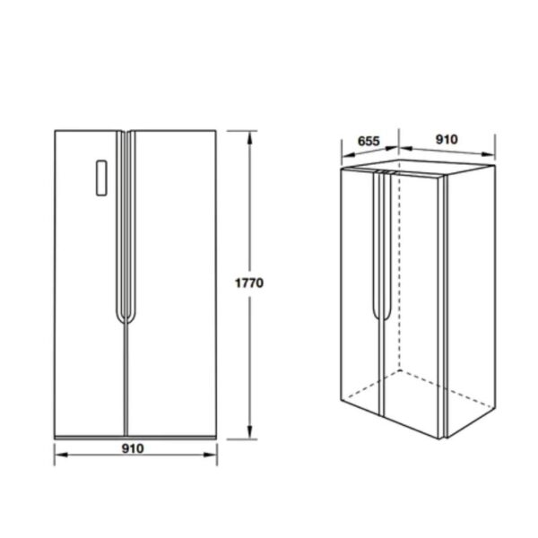 Kích thước tủ lạnh side by side Hafele HF-SB5321FB 534.14.021