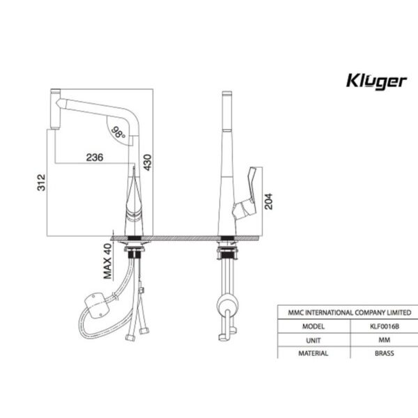 kich thuoc voi rua bat nong lanh kluger klf0016b co day rut