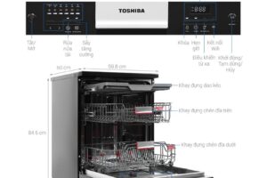Máy rửa chén Toshiba OriginClean™ DW-15F9(B)-VN 5 kich thuoc may rua chen toshiba originclean dw 15f9b vn