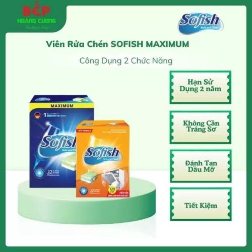 Viên rửa chén hộp 90 viên Sofish Maximum chuyên dụng máy rửa bát