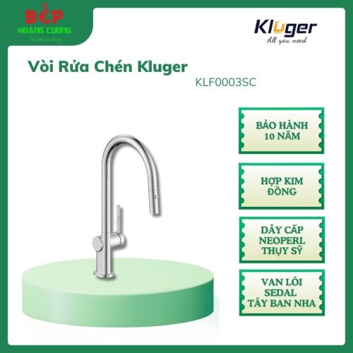Vòi rửa bát Kluger VINCENT Series KLF0003SC, Hợp kim đồng, Xoay 360 độ, điều chỉnh nóng/lạnh
