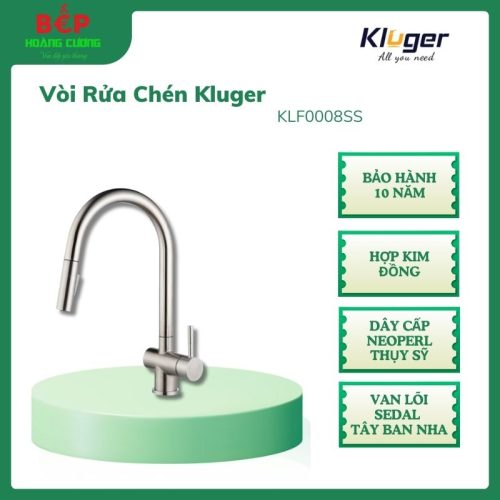 Vòi rửa bát Kluger RENE Series KLF0008SS, Hợp kim đồng, Xoay 360 độ, điều chỉnh nóng/lạnh