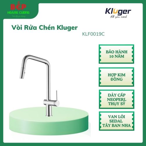 Vòi rửa bát dây rút Kluger STRONG Series KLF0019C, Xoay 360 độ, điều chỉnh nóng/lạnh