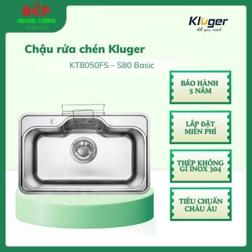 Chậu rửa bát Kluger TAKI Series KT8050FS – S80 Basic, Bề mặt LINEN dập nổi, Bảo hành 10 năm