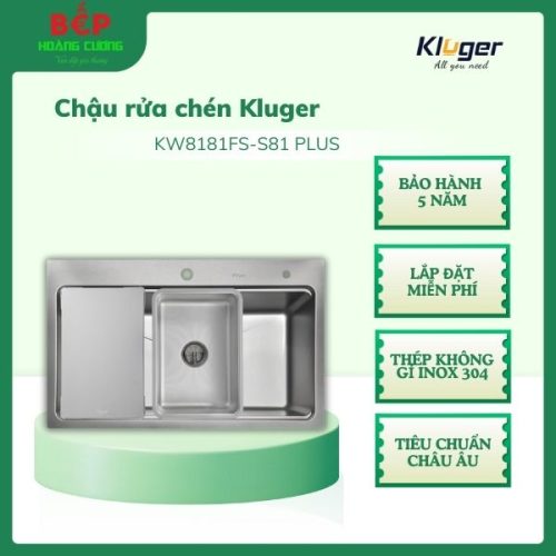 Chậu rửa bát Kluger K800 SERIES KW8181FS – S81 Plus, Bề mặt LINEN dập nổi, Bảo hành 10 năm