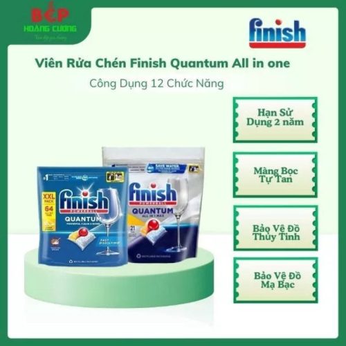 Finish Viên Rửa Bát Quantum All in One Túi 64 Viên Chanh