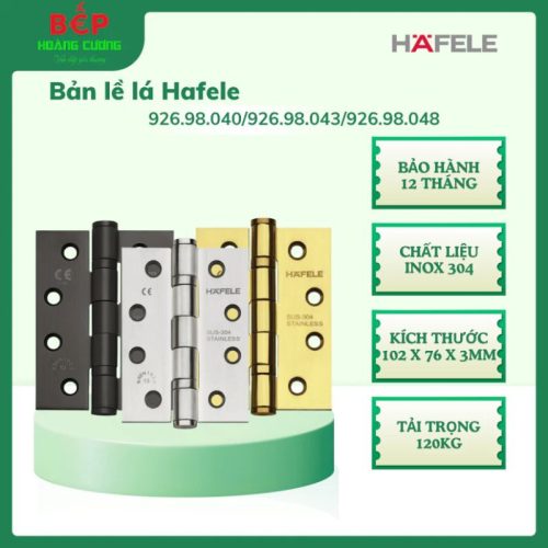 Hafele 926.98.040 – Bản Lề Lá Chống Cháy 2 Vòng Bi, Inox mờ, phù hợp khóa DIN, chịu lực 120Kg