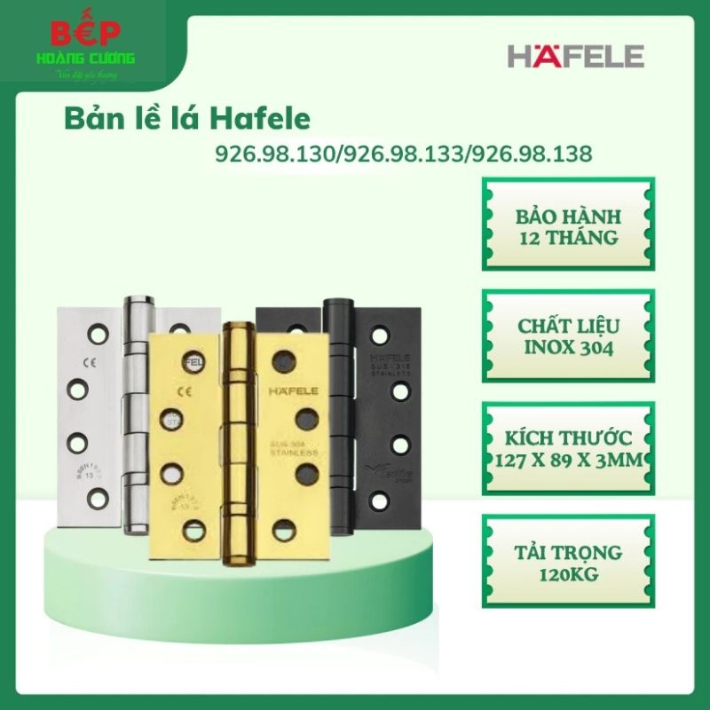 Hafele 926.98.133 – Bản lề lá chống cháy, Inox 304, 2 vòng bi, tải trọng 120Kg, màu đồng bóng PVD 3 Hafele 926.98.133 – Bản lề lá chống cháy, Inox 304, 2 vòng bi