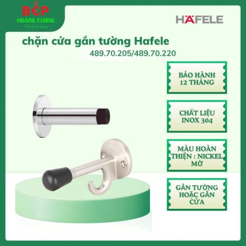 Hafele chặn cửa gắn tường 489.70.205 - chất liệu inox 304 bền bỉ, lắp cho cửa gỗ thép nhôm