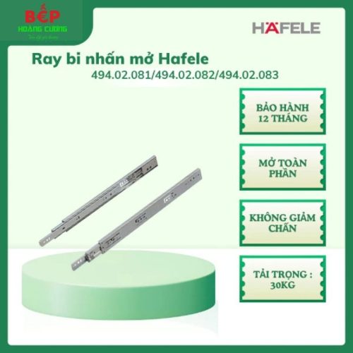 Hafele Ray Bi Nhấn Mở 494.02.083 400mm – Lắp Ngăn Kéo Tủ Bếp, Không Cần Tay Nắm, Êm Nhẹ – Thép Mạ Kẽm Cao Cấp