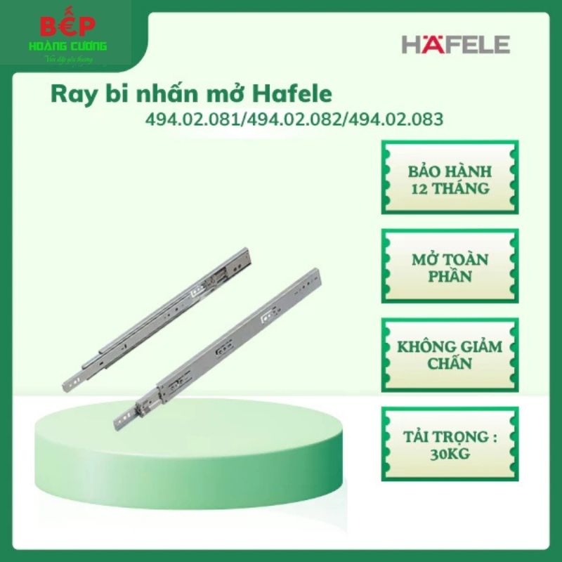 Hafele Ray Bi Nhấn Mở 494.02.083 400mm – Lắp Ngăn Kéo Tủ Bếp, Không Cần Tay Nắm, Êm Nhẹ – Thép Mạ Kẽm Cao Cấp 3 Hafele Ray Bi Nhấn Mở 494.02.083 400mm – Lắp Ngăn Kéo Tủ Bếp, Không Cần Tay Nắm, Êm Nhẹ – Thép Mạ Kẽm Cao Cấp