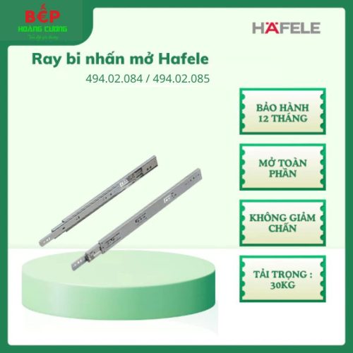 Hafele Ray Bi Nhấn Mở 494.02.085 500mm – Lắp Ngăn Kéo Tủ Bếp