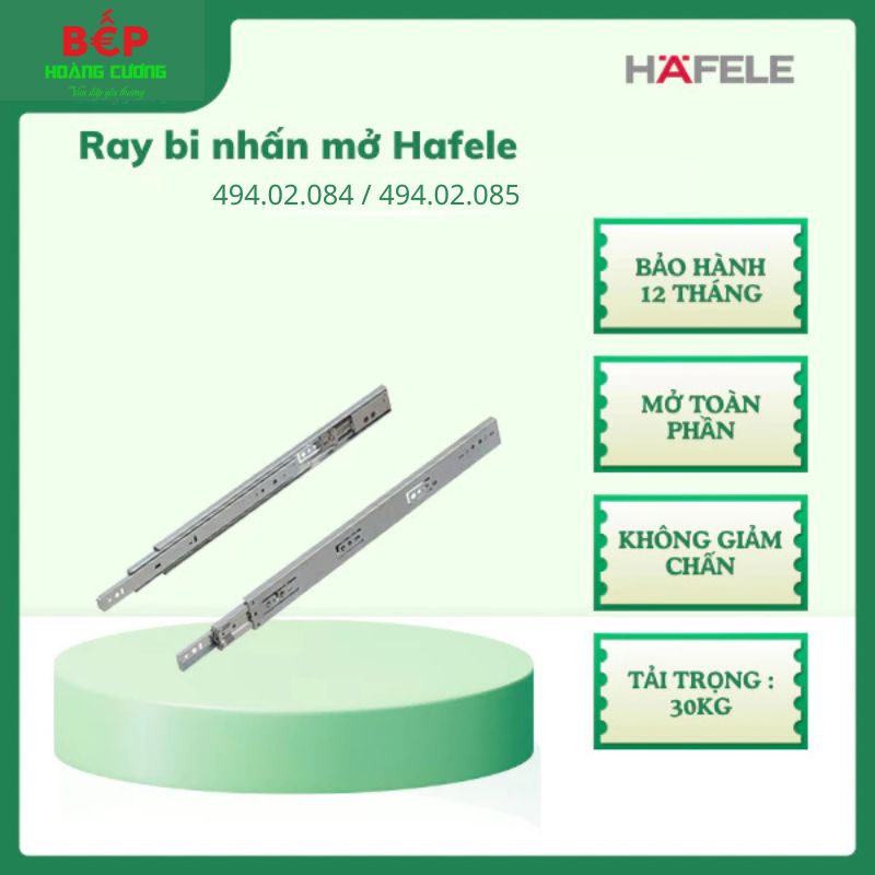 Hafele Ray Bi Nhấn Mở 494.02.085 500mm – Lắp Ngăn Kéo Tủ Bếp, Không Cần Tay Nắm, Êm Nhẹ – Thép Mạ Kẽm Cao Cấp 3 Hafele Ray Bi Nhấn Mở 494.02.085 500mm – Lắp Ngăn Kéo Tủ Bếp