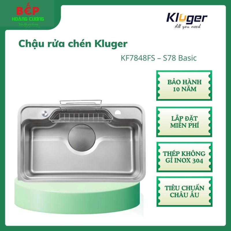 Kluger Chậu Rửa Bát KF7848FS - S78 Basic – Inox 304 – LINEN Dập Nổi, Ép Khuôn Liền Khối – Thiết Kế Sang Trọng 3 Kluger Chậu Rửa Bát KF7848FS - S78 Basic – Inox 304 – LINEN Dập Nổi, Ép Khuôn Liền Khối – Thiết Kế Sang Trọng