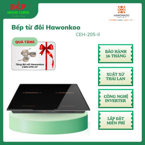 HAWONKOO Bếp Từ Đôi CEH-205-II – Công Nghệ Inverter – Cảm Ứng Trượt – Bảo Vệ Quá Nhiệt