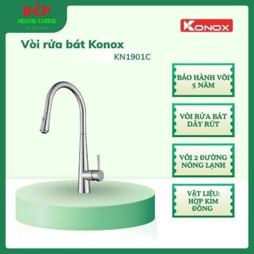 Vòi Rửa Bát Dây Rút Konox KN1901C – Nóng Lạnh, Rút Dây, 2 Chế Độ Xả