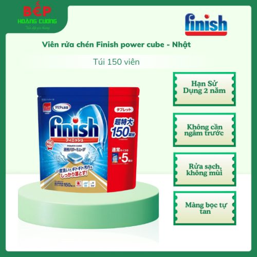 Viên Rửa chén Finish Nội Địa Nhật Túi Classic 150 viên – Powerball Siêu Sạch – Bảo Vệ Máy – Không Đọng Cặn