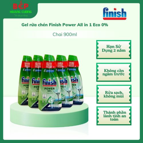 Finish Eco 0% – Gel rửa bát máy 900ml – Làm sạch tự nhiên – Không hóa chất gây hại