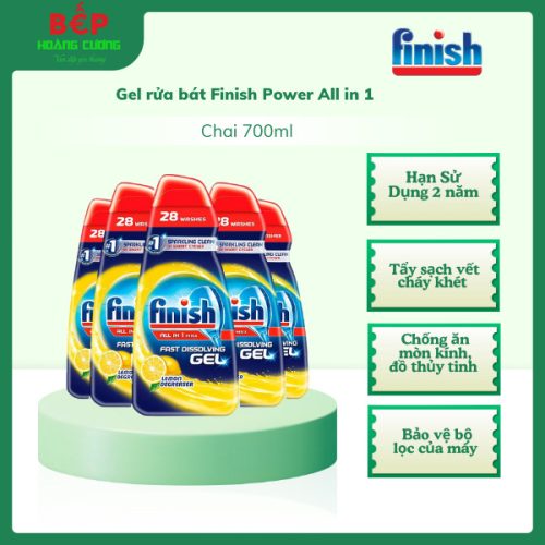 Finish All in One Max – Gel rửa chén máy 700ml – Không cặn – Khử mùi – Sạch bong