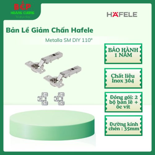Hafele 315.07.114 Bản Lề Giảm Chấn 110º Metalla SM – Inox 304, Dễ Lắp, Dùng Cho Tủ Bếp