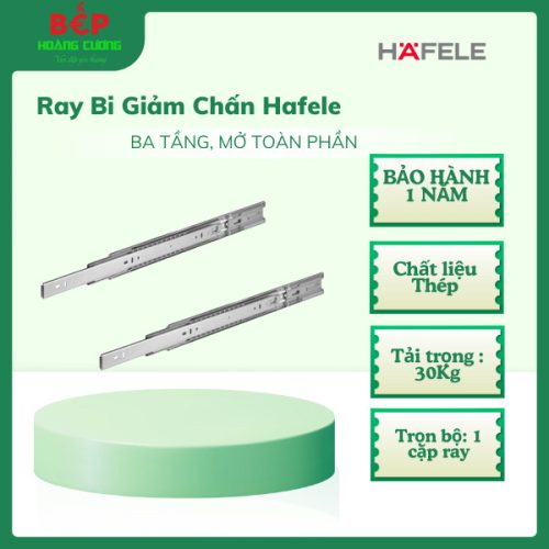 Ray Bi Hafele Giảm Chấn 494.02.062 350mm– Mạ Kẽm Cao Cấp – Cho Tủ Và Ngăn Kéo – Mở Êm Ái – Chính Hãng