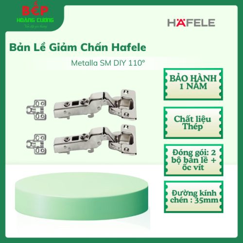 Hafele 493.03.022 Bản Lề Metalla SM 110° – Thép Loại Dày – Giảm Chấn – Đóng mở êm nhẹ – Chống rỉ sét