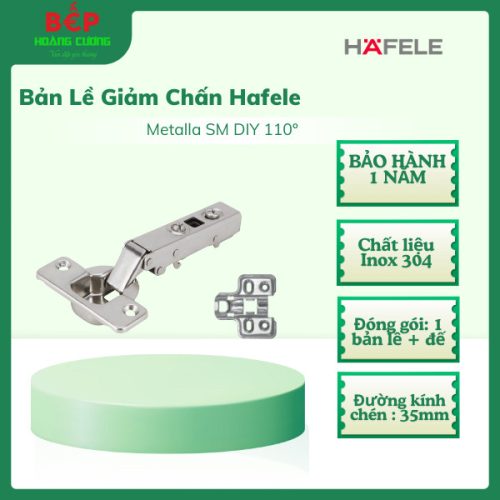 Hafele 315.06.751 Bản Lề Giảm Chấn – Inox 304, Có Đế, Giảm Va Đập, Gắn Cửa Gỗ