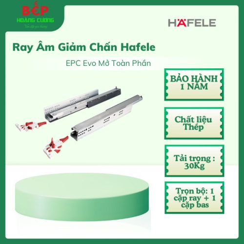 Hafele 433.32.072 Ray Âm Giảm Chấn Mở Toàn Phần – Trượt Êm, Giảm Chấn, Lắp Ngăn Kéo Tủ Bếp