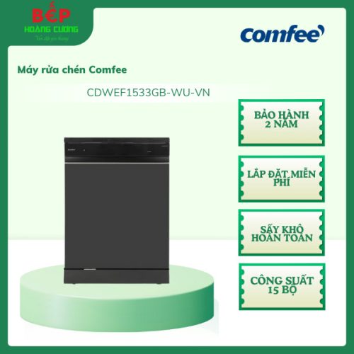 Máy rửa chén Comfee CDWEF1533GB-WU-VN, Sấy khô hoàn toàn - công suất 15 bộ