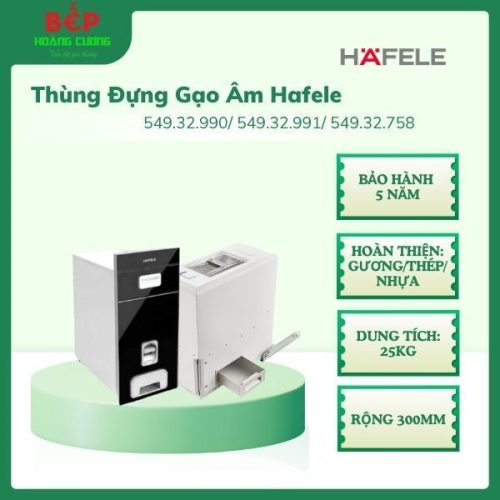 Thùng Đựng Gạo Âm Hafele - 549.32.991 Gương Đen, Dung Tích 25Kg