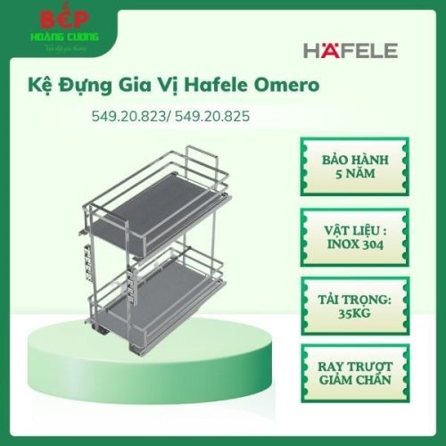 Rổ gia vị đa chức năng Hafele 400mm Omero 549.20.825, thép phủ nano