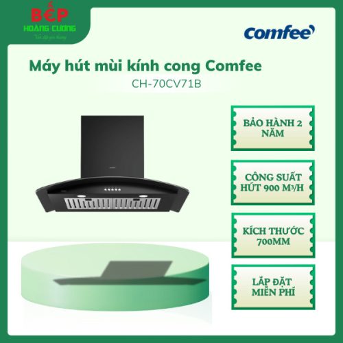 Máy hút mùi kính cong Comfee CH-70CV71B, Kích thước 700mm Chính hãng