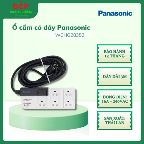 Ổ cắm có dây Panasonic WCHG28352, 5 ổ cắm, 1 công tắc, dây dài 3m