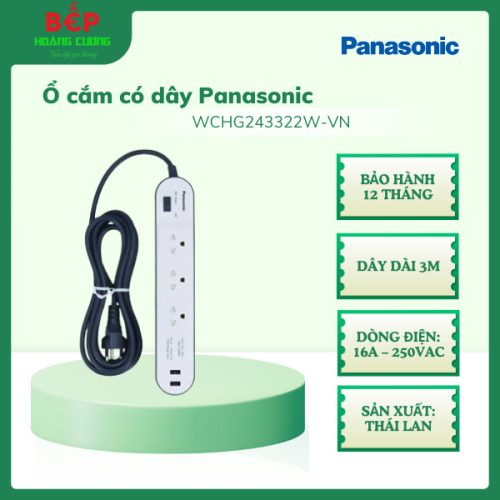 Ổ cắm có dây Panasonic WCHG243322W-VN, dòng điện 16A – 250VAC