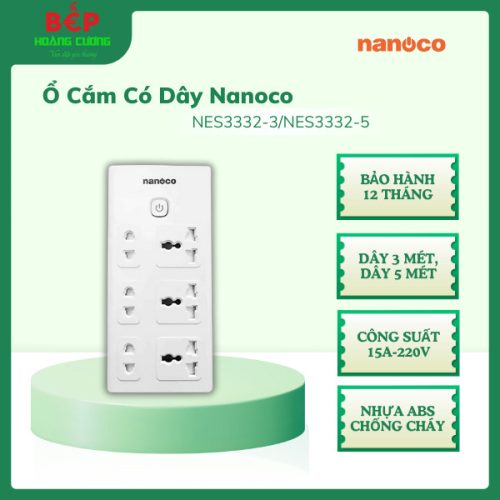 Ổ cắm có dây Nanoco NES3332-5, Bảo hành 12 tháng, Dây dài 5m