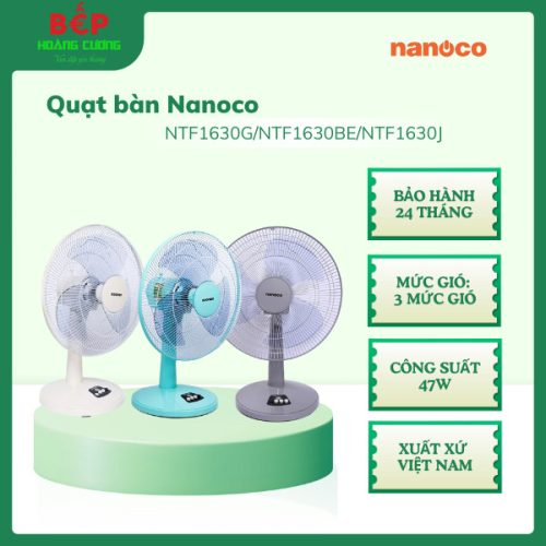 Quạt để bàn Nanoco NTF1630BE – Màu beige, Bảo hành 24 tháng