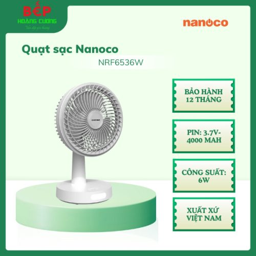 Quạt sạc để bàn Nanoco NRF6536W, Công suất 6W