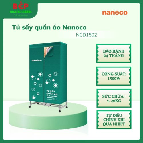 Tủ sấy quần áo Nanoco NCD1502, Công suất 1500W, Sức chứa ≤ 20kg