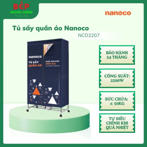 Tủ sấy quần áo Nanoco NCD2207, Sức chứa ≤ 50kg, Bảo hành 12 tháng - CHB