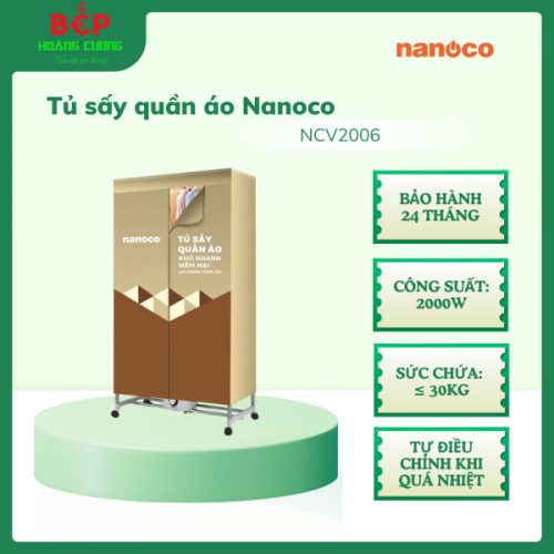 Tủ sấy quần áo Nanoco NCD2006, Công suất 2000W, Bảo hành 24 tháng